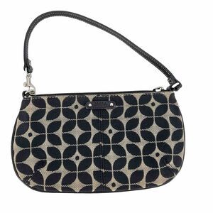 Fossil Key-Per Flower Canvas Brown Leather Wristlet Wallet Clutch Leather Detail